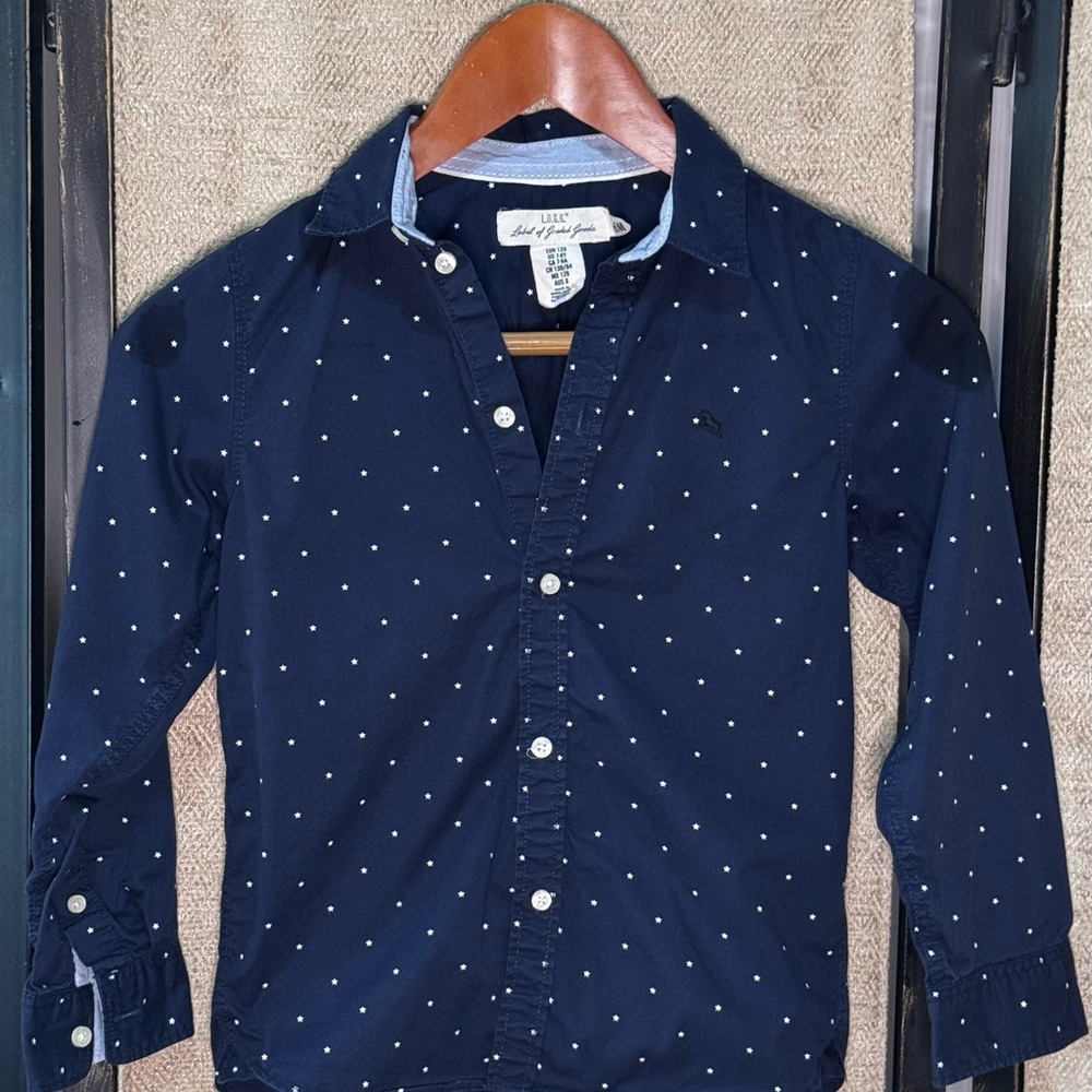 H&M Dark Blue Kids Button Down Shirt with Dots